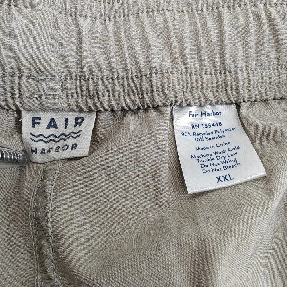 Fair Harbor Shorts Mens XXL Tan Khaki Beige Board Shorts Swim Trunks Unlined 2XL